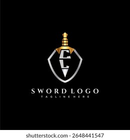 CL letter luxury monogram for shield and sword style image