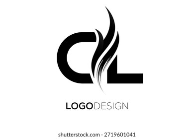 Letra CL Monograma Logo com Pincel Artístico Traçado para Identidade Moderna de Marca