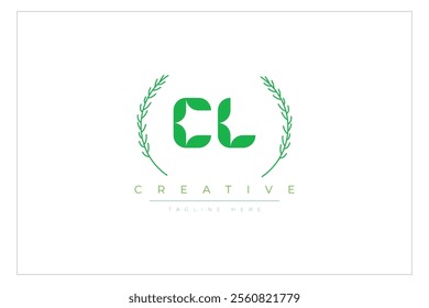 CL letters eco logo with leaf. Fresh nature and healthy leaf logo design.