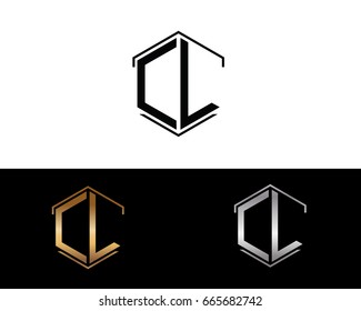 Letras CL vinculadas con el logotipo de forma hexagonal



