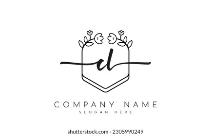 cl logo design with floral vector