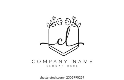 cl logo design with floral vector