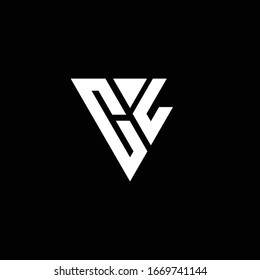 Monograma de la letra del logotipo CL con la plantilla de diseño de forma triangular aislada en fondo negro