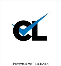 CL Logo Modern of Letter Tick Blue Initial Capital Designs Template