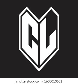 CL Logo monogram with emblem line style isolated on black background