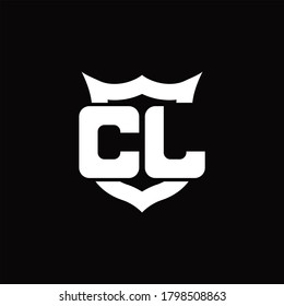 Monograma del logotipo CL con protección alrededor de la plantilla de diseño de forma de la corona