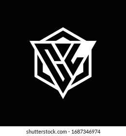 CL logo monogram with triangle and hexagon shape combination isolated on back and white colors