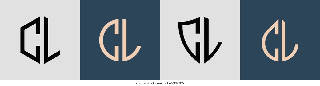 Conjunto vectorial de diseño de logotipo de letra inicial moderna CL. Será adecuado para qué empresa o nombre de marca inician esas iniciales.