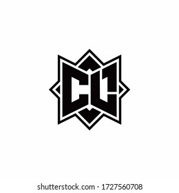 Logo de monograma CL con plantilla de diseño de contorno de estilo de rotación cuadrada