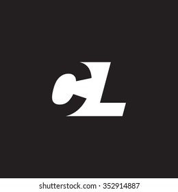 CL negative space letter logo black background
