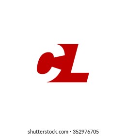 CL negative space letter logo red