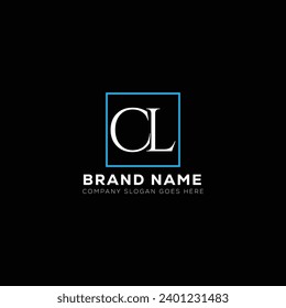 Diseño del logotipo de monograma de la letra blanca CL con fondo negro. C L