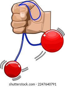 Clackers Ball or Latto latto traditional toy symbol mascot logo cartoon illustration vector