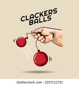 Clackers balls kids toys viral vector illustration