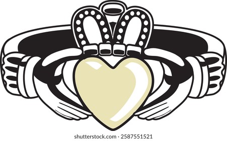 Claddagh Ring with Gold Heart