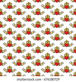 Claddagh ring seamless doodle pattern