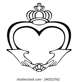 Claddagh symbol on a white background .symbol of love, heart, loyalty, and friendship 