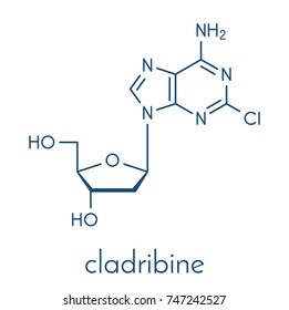 Cladribine cancer drug molecule. Skeletal formula.