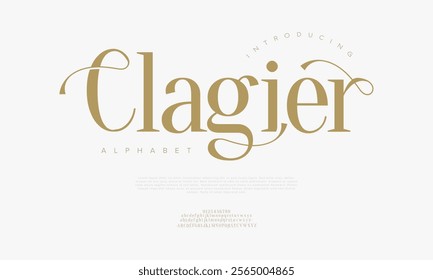 Clagier typography beauty fashion elegant minimalist serif italic fonts decorative wedding vintage retro logos. Minimal luxury font alphabet logo. Vector illustration