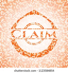 Claim abstract orange mosaic emblem