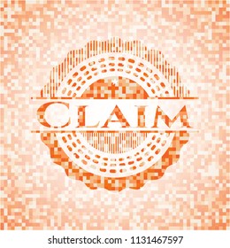 Claim abstract orange mosaic emblem