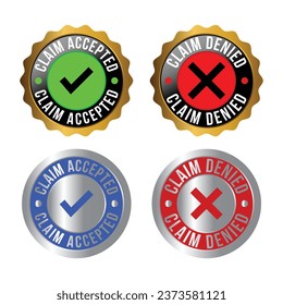 Claim Accepted Badge, Claim Denied Banner, Rubber Stamp, Claimed Watermark Seal For Retail And Ecommerce Design Elements, Emblem, Label Vector Illustration Combo Pack