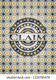 Claim arabic emblem background. Arabesque decoration.