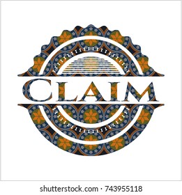 Claim arabic style emblem. Arabesque decoration.