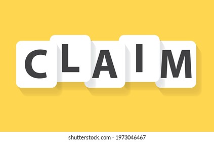 claim banner on yellow background - vector illustration