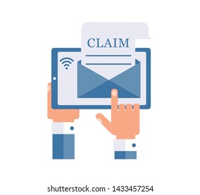  Claim Document . Electronic mail. Vector image on  white background.