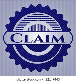 Claim emblem with denim high quality background