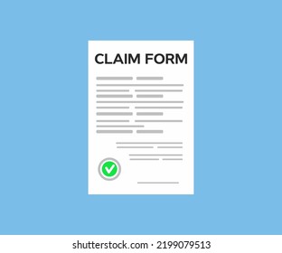 Claim Form, Check List, Online Claim Form Logo Design. Application Form Document Applying For Job, Or Registering Claim For Health Insurance Vector Design And Illustration.