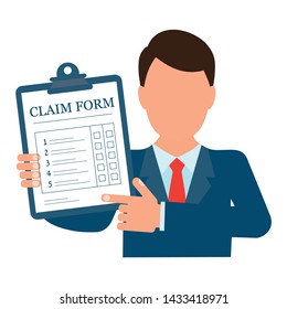 Claim Form Document . Vector image on white background.