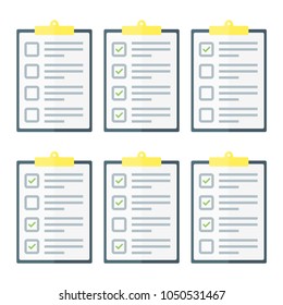 Claim form set, to do list. Flat style isolated on a white background. Vector illustration.