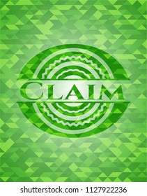 Claim green emblem with mosaic background