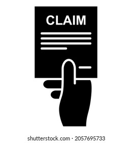 Claim letter submission icon in trendy silhouette style design. Vector illustration isolated on white background.