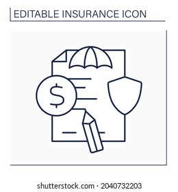 Claim line icon. Formal request. Document about payment based on insurance policy. Documentation.Insurance concept. Isolated vector illustration. Editable stroke