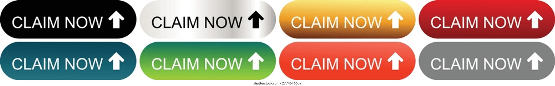 Claim Now Call to Action Button Collection with Up Arrow Icons