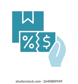 Claim Offer dual tone blue color, mini illustration icon. use for modern concept, print, UI, UX kit, web and app development. Vector related to product offering, marketing, business.