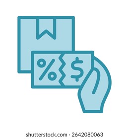 Claim Offer dual tone blue color, mini illustration icon. use for modern concept, print, UI, UX kit, web and app development. Vector related to product offering, marketing, business.