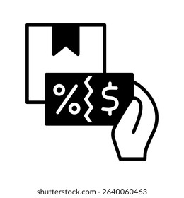 Claim Offer glyph, mini illustration icon. use for modern concept, print, UI, UX kit, web and app development. Vector related to product offering, marketing, business.
