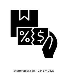 Claim Offer glyph, mini illustration icon. use for modern concept, print, UI, UX kit, web and app development. Vector related to product offering, marketing, business.