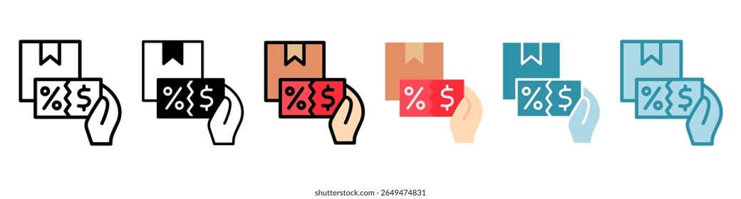 Claim Oferta estilo múltiplo, mini conjunto de ícones de ilustração. Vetor para conceito moderno, impressão, UI, kit UX, web e desenvolvimento de aplicativos. Relacionado à oferta de produtos, marketing, negócios.