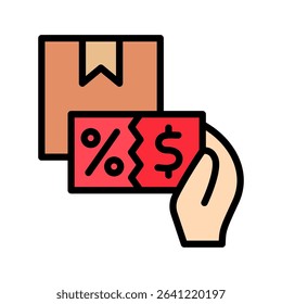 Claim Offer outline color, mini illustration icon. use for modern concept, print, UI, UX kit, web and app development. Vector related to product offering, marketing, business.

