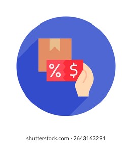 Claim Offer rounded color, mini illustration icon. use for modern concept, print, UI, UX kit, web and app development. Vector related to product offering, marketing, business.