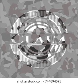 Claim on grey camo texture
