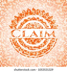  Claim orange mosaic emblem with background