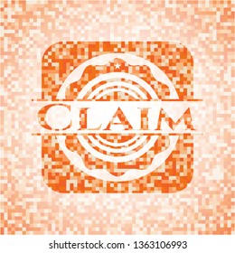 Claim orange mosaic emblem with background
