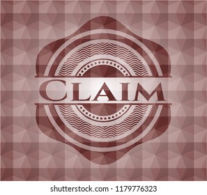 Claim red badge with geometric background. Seamless.