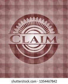 Claim red emblem with geometric background. Seamless.
